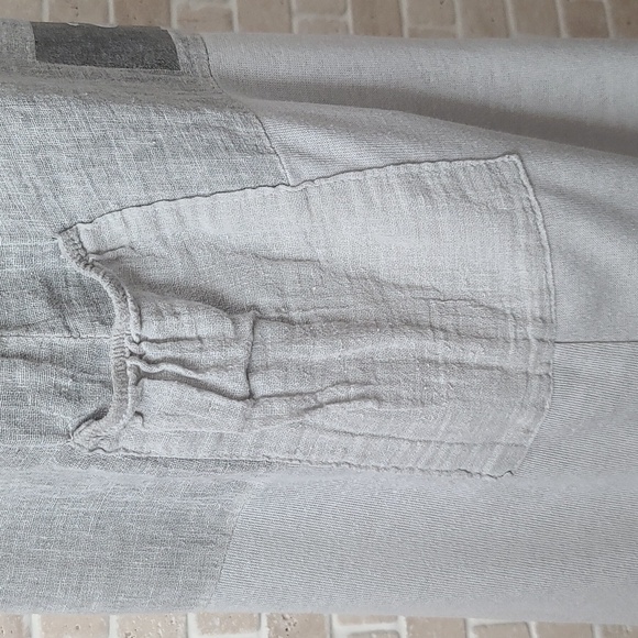 Made in Italy Light Grey Linen Sleeve-less Boho Tunica (Sz M) - Picture 3 of 11